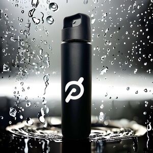 Peloton Glass Water Bottle Black Silicone Sleeve Screw Top New